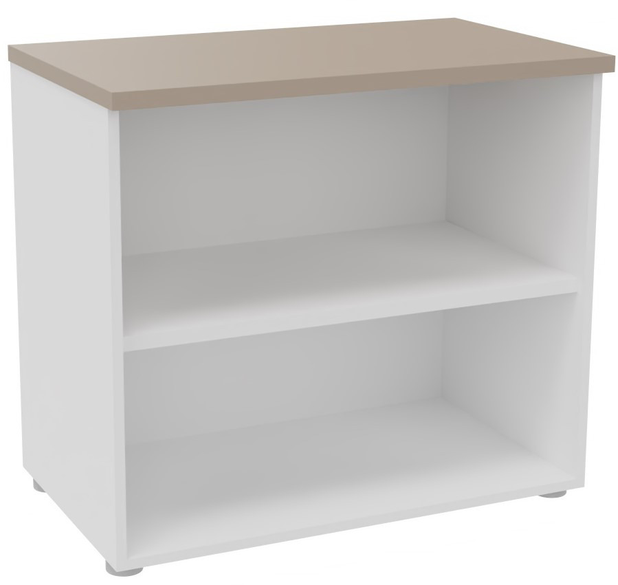 Bibliotheque+basse+sans+porte+L.80+x+P.48+x+H.72+cm+-+Corps+Blanc+-+Top+Argile