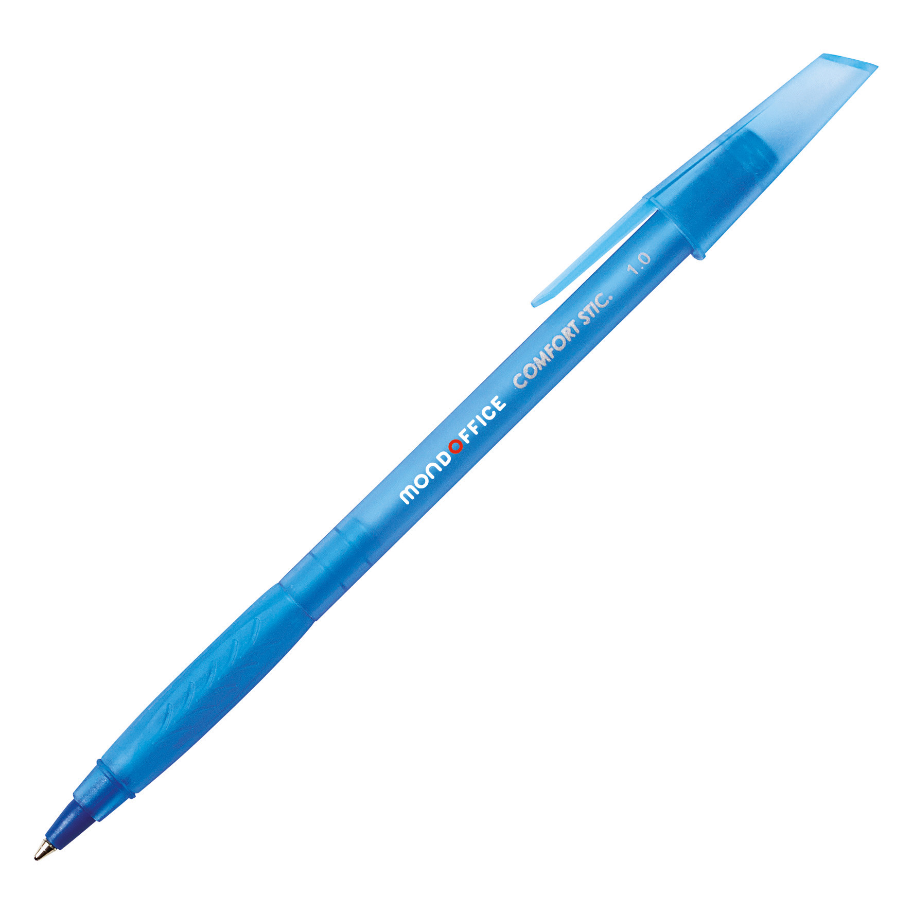 MONDOFFICE Confort Stic -Stylo bille à capuchon pointe moyenne 1 mm - Bleu