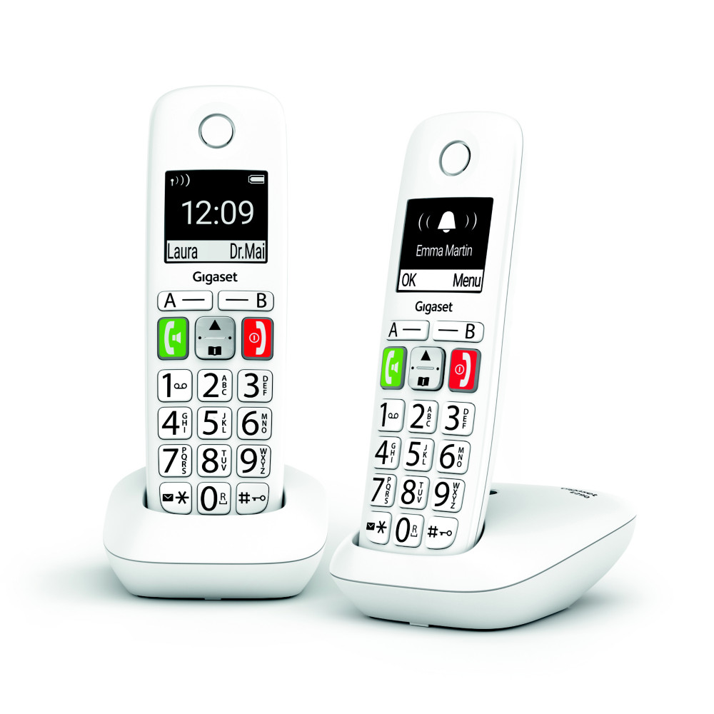 Gigaset Tlphone sans fil DECT E290 Duo grandes touches - Blanc
