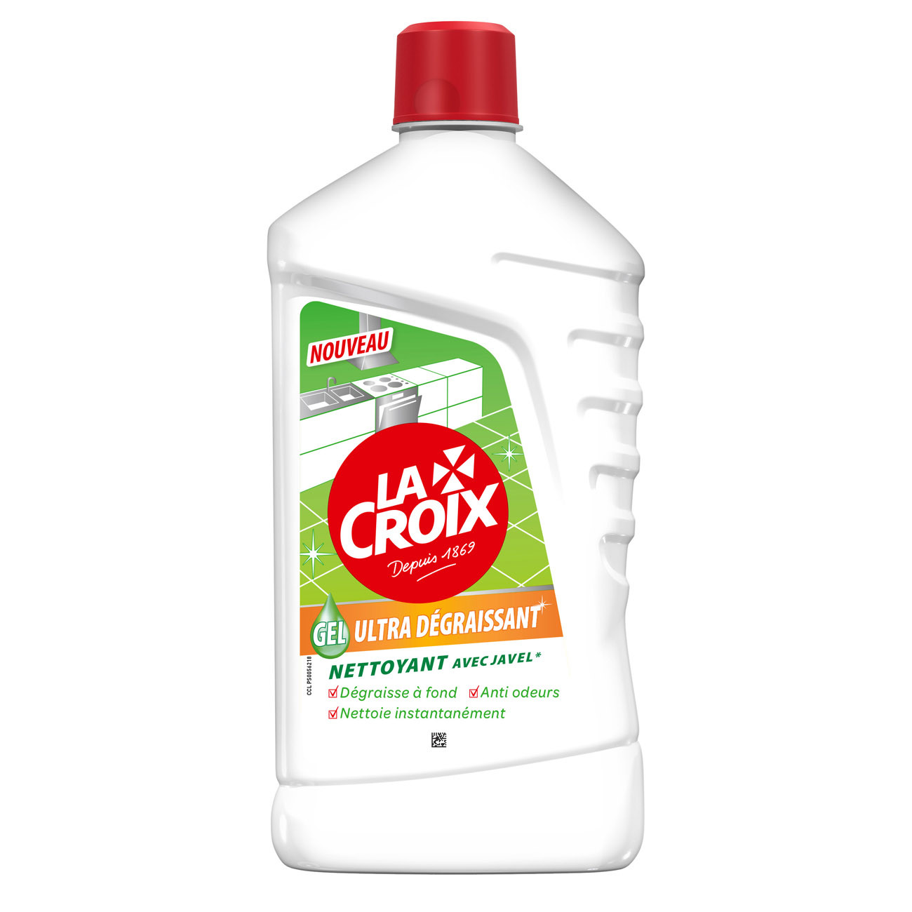 La Croix Nettoyant désinfectant gel avec Javel Sans parfum, Flacon de 1 L