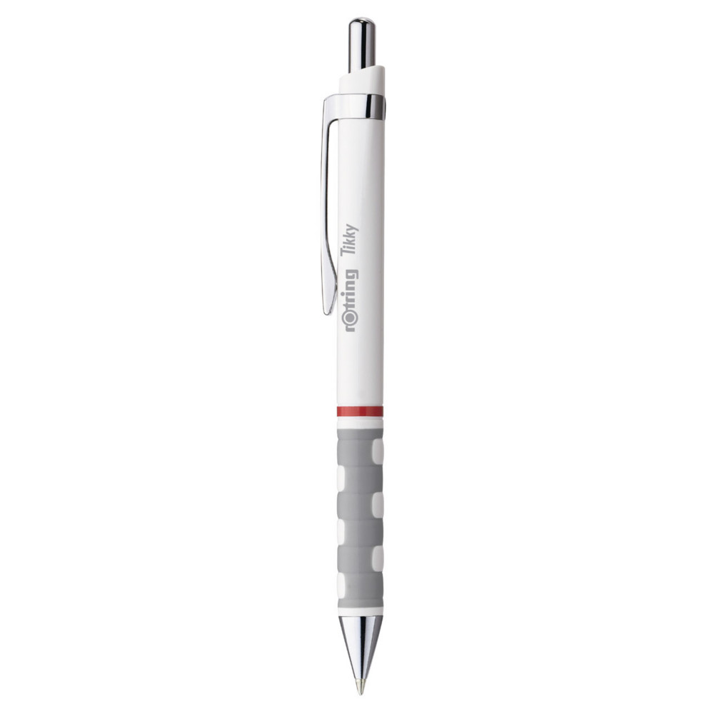 Rotring Stylo bille rtractable pointe moyenne avec grip rOtring Tikky - Corps blanc - Encre bleue