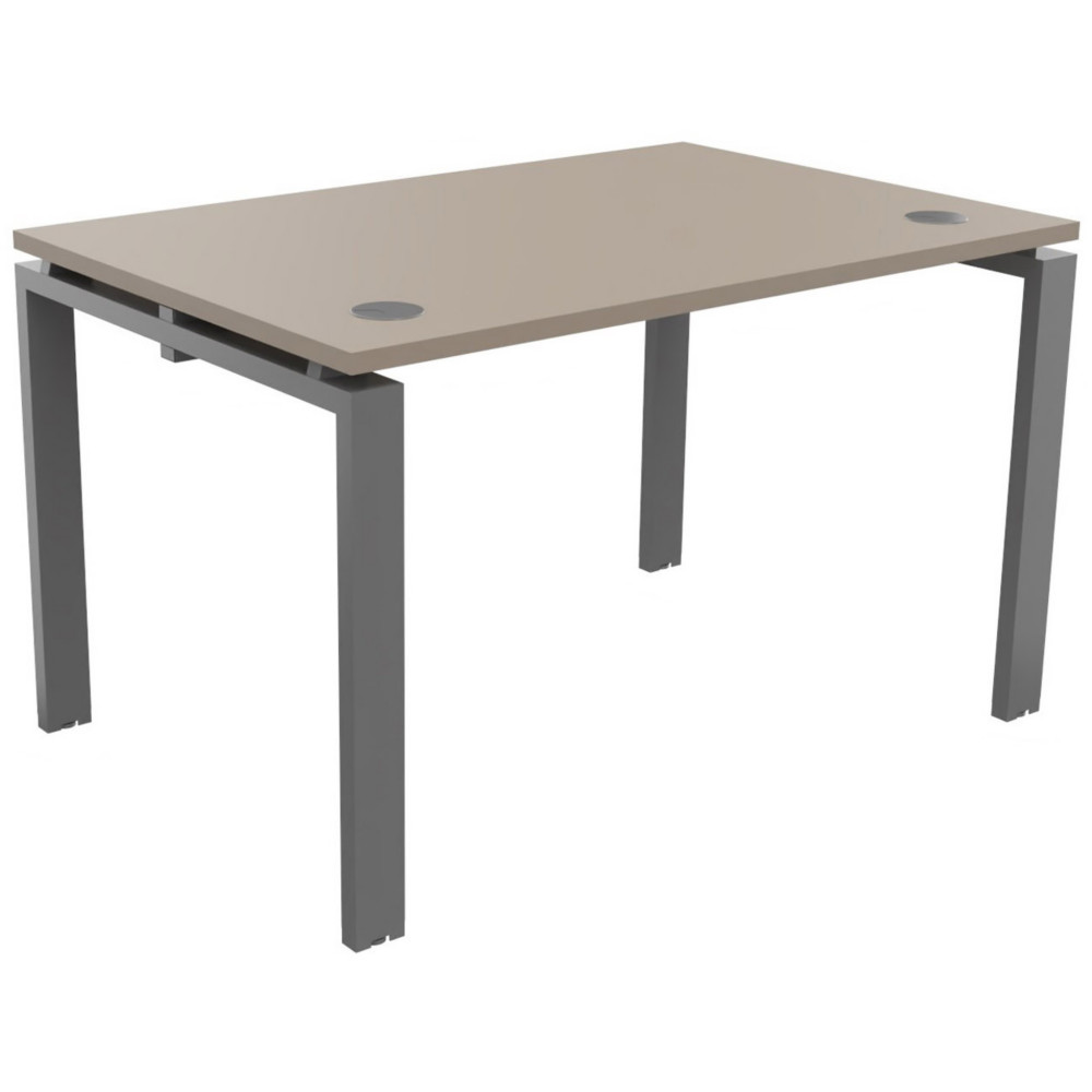 Bureau droit E-link - L.120 x P.80 cm - Plateau Argile - Pieds Aluminium