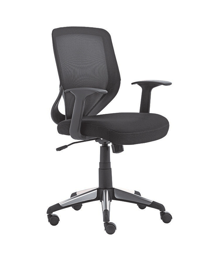 Sige de bureau Kontact Maille Tissu Noir Hauteur rglable - Accoudoir Dossier Roulettes Pied chrom
