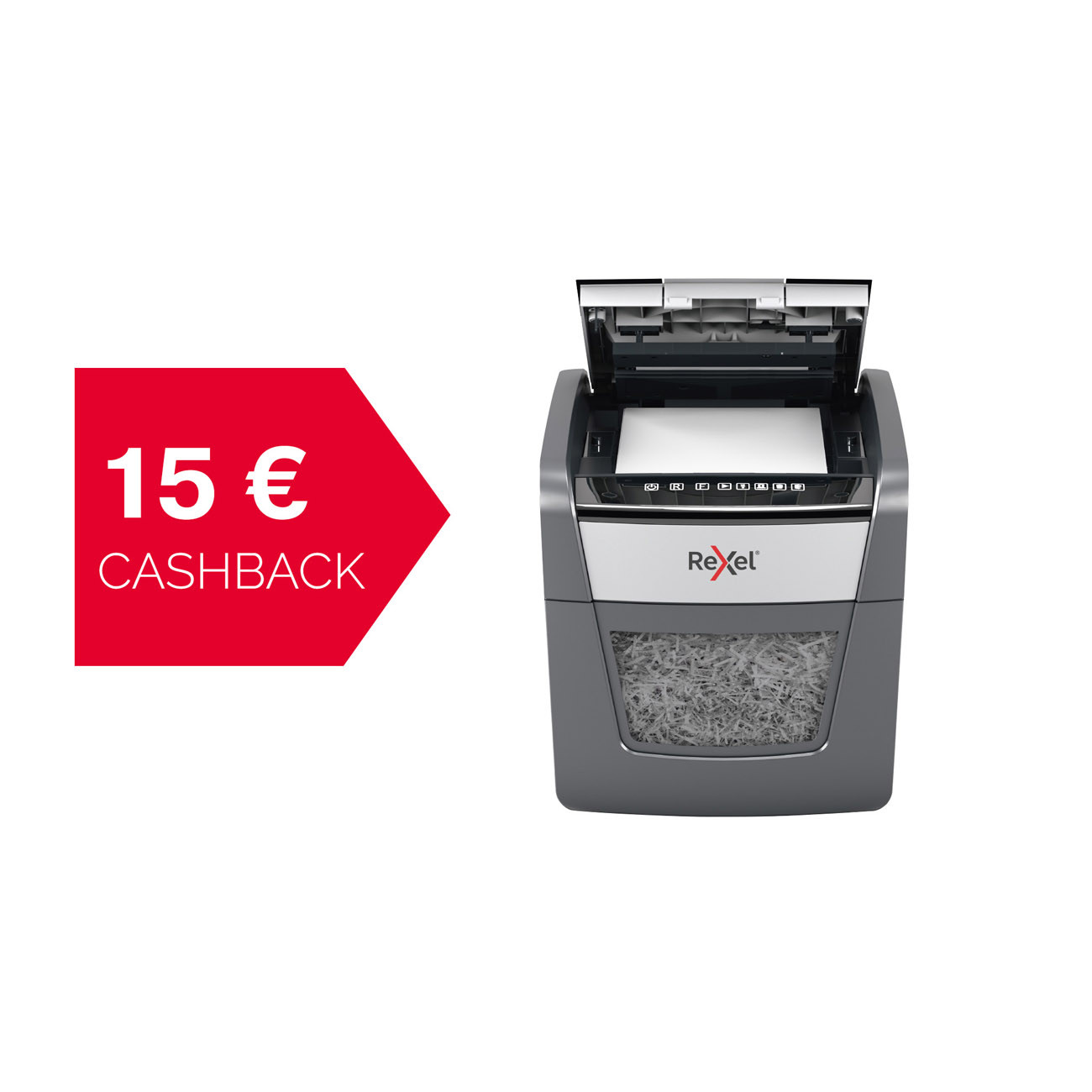 Rexel Destructeur de documents Optimum Auto+ 45X coupe croisée DIN P4 - 45 feuilles - Corbeille 20L - Anthracite