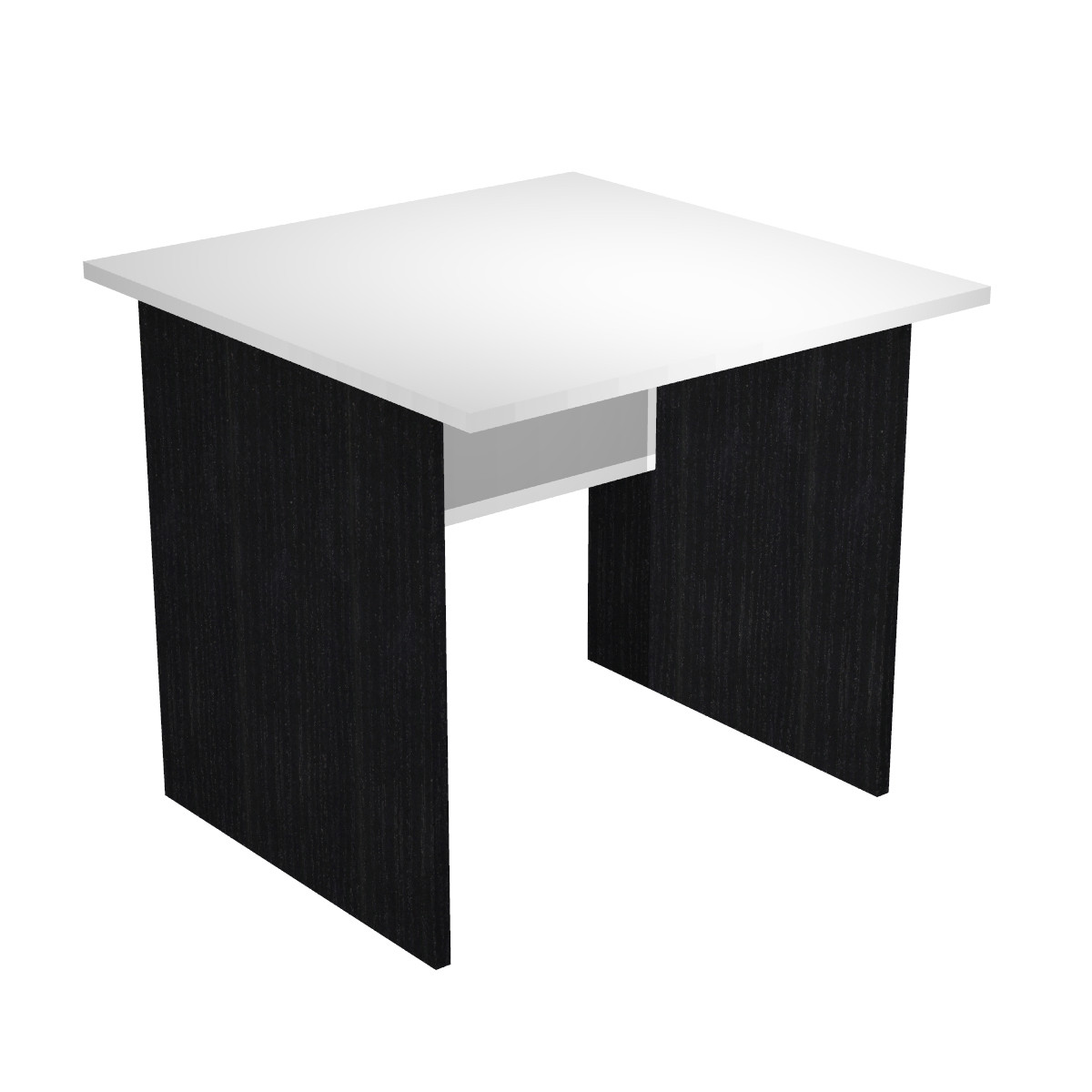 Bureau droit Pronto Bois - L.80 x P.80 cm - Plateau Blanc - Pieds panneaux Noir
