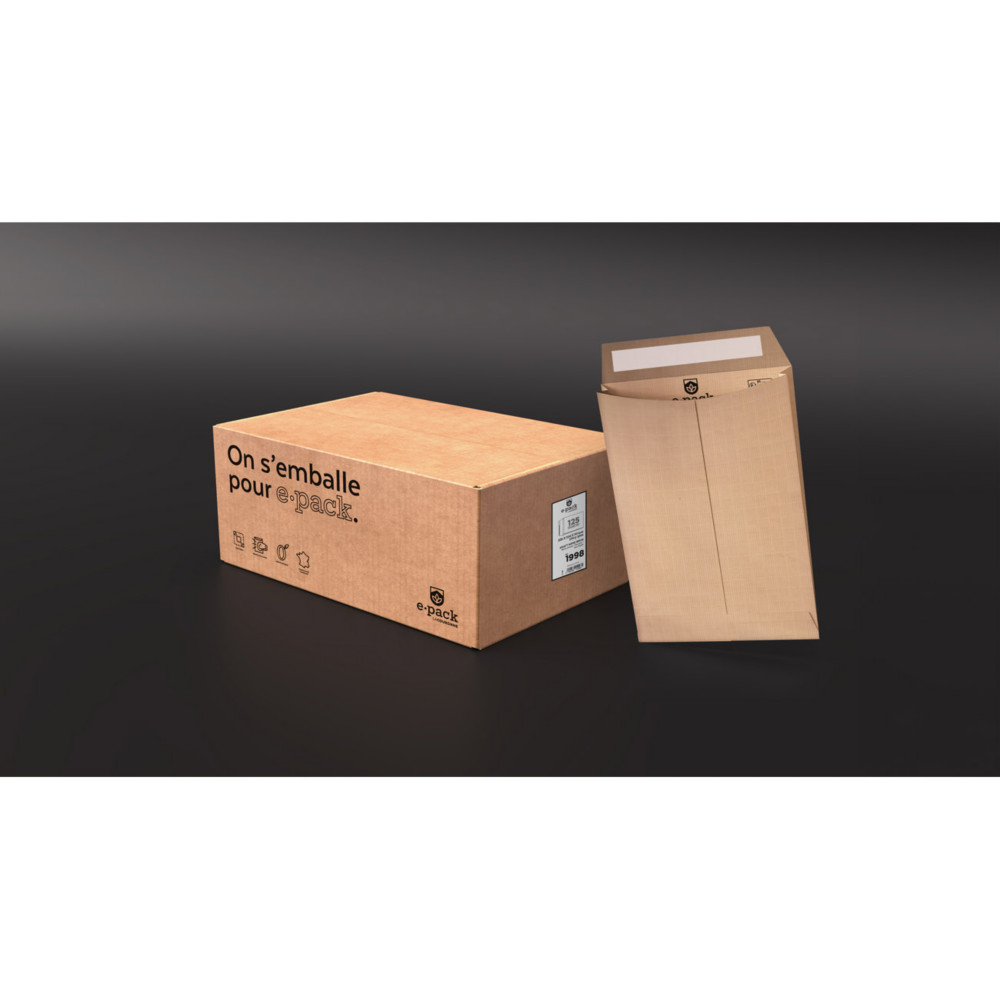 La Couronne Pochette kraft brun C4 229 x 324 mm 130g sans fentre - soufflet 3 cm - autocollante bande protectrice - Lot de 125