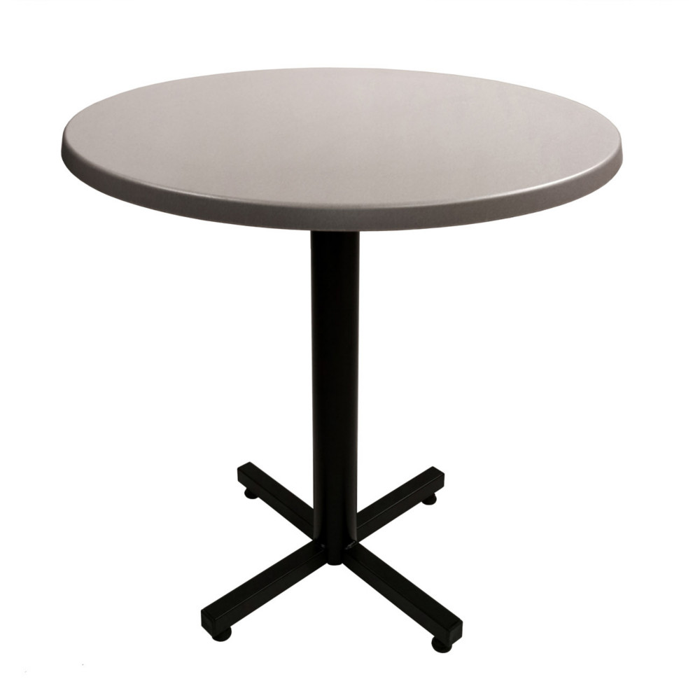 Table Coffee ronde .70 x H.75 cm - Plateau Gris  Pied central Noir