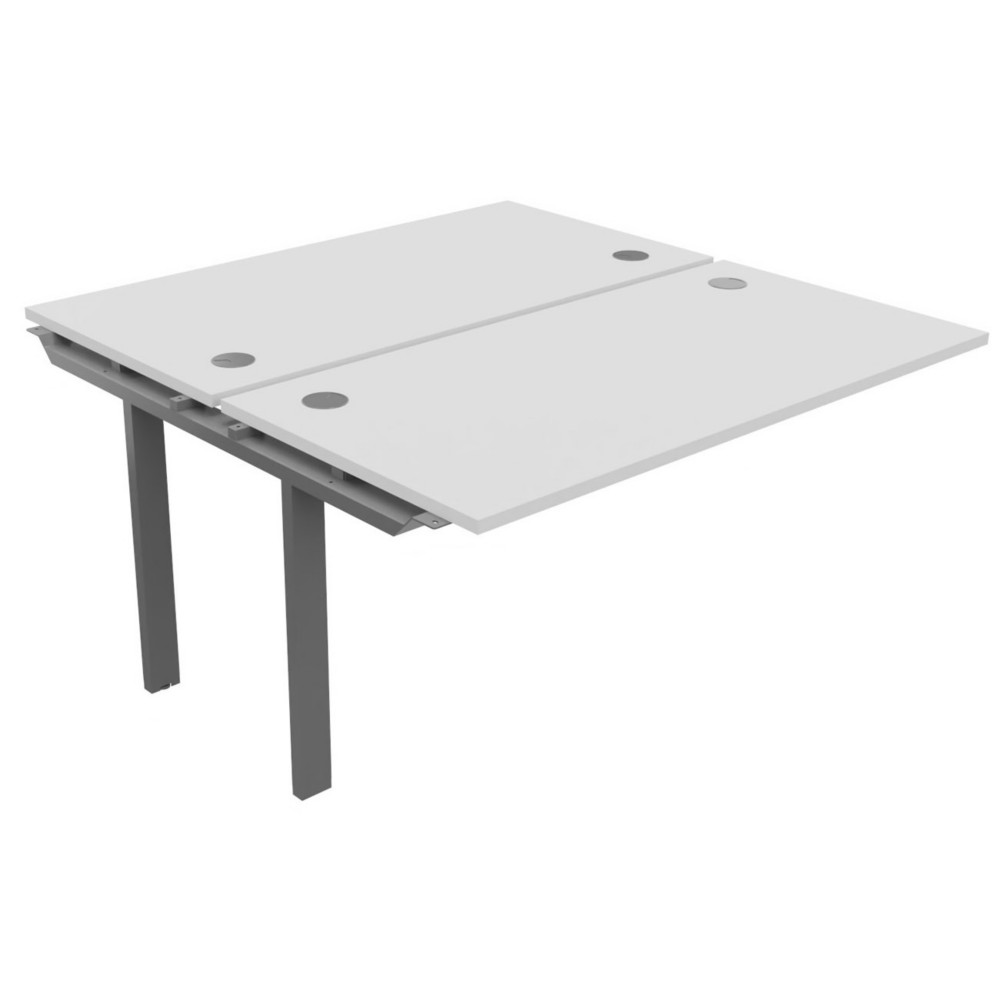 Module suivant pour ensemble 2 bureaux droits E-link - L.140 x P.163 cm - Plateau Blanc - Pieds Aluminium