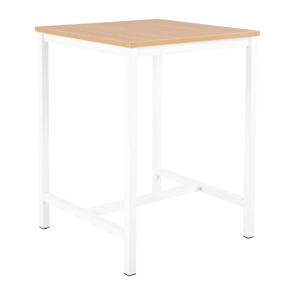 Table haute 110 cm polyvalente Budget 80 x 80 cm - Chne pieds mtal Blanc