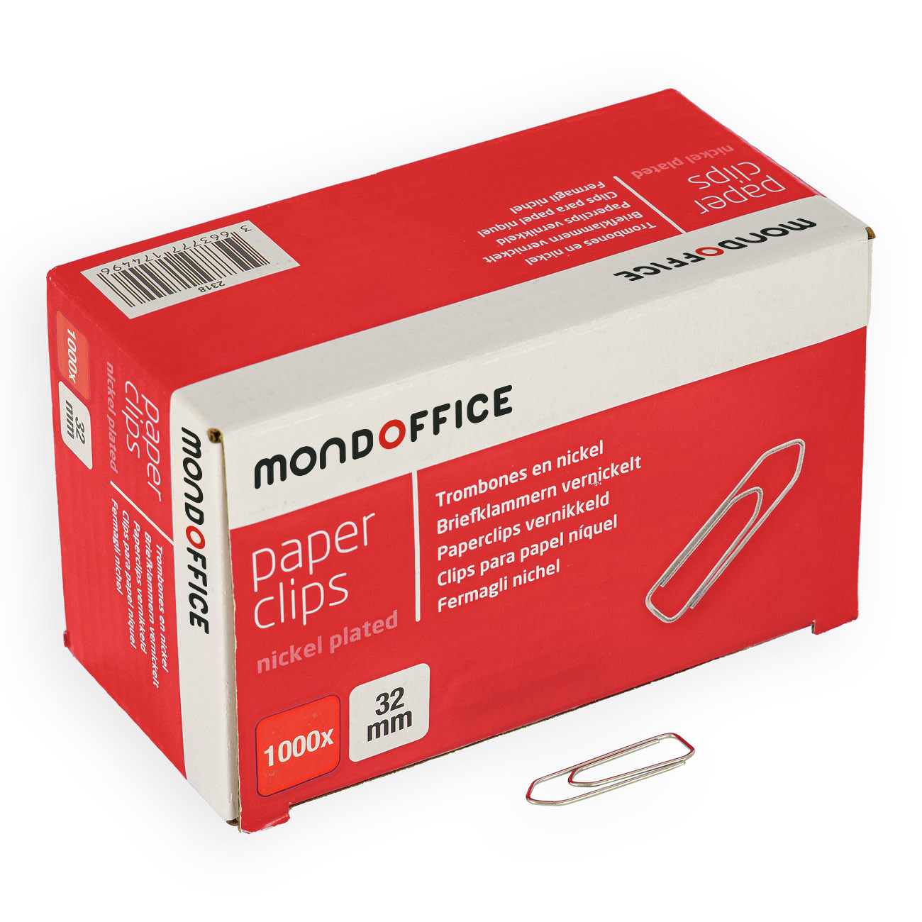 MONDOFFICE Trombones acier nickelé 32 mm bout chevron - Boîte de 1000