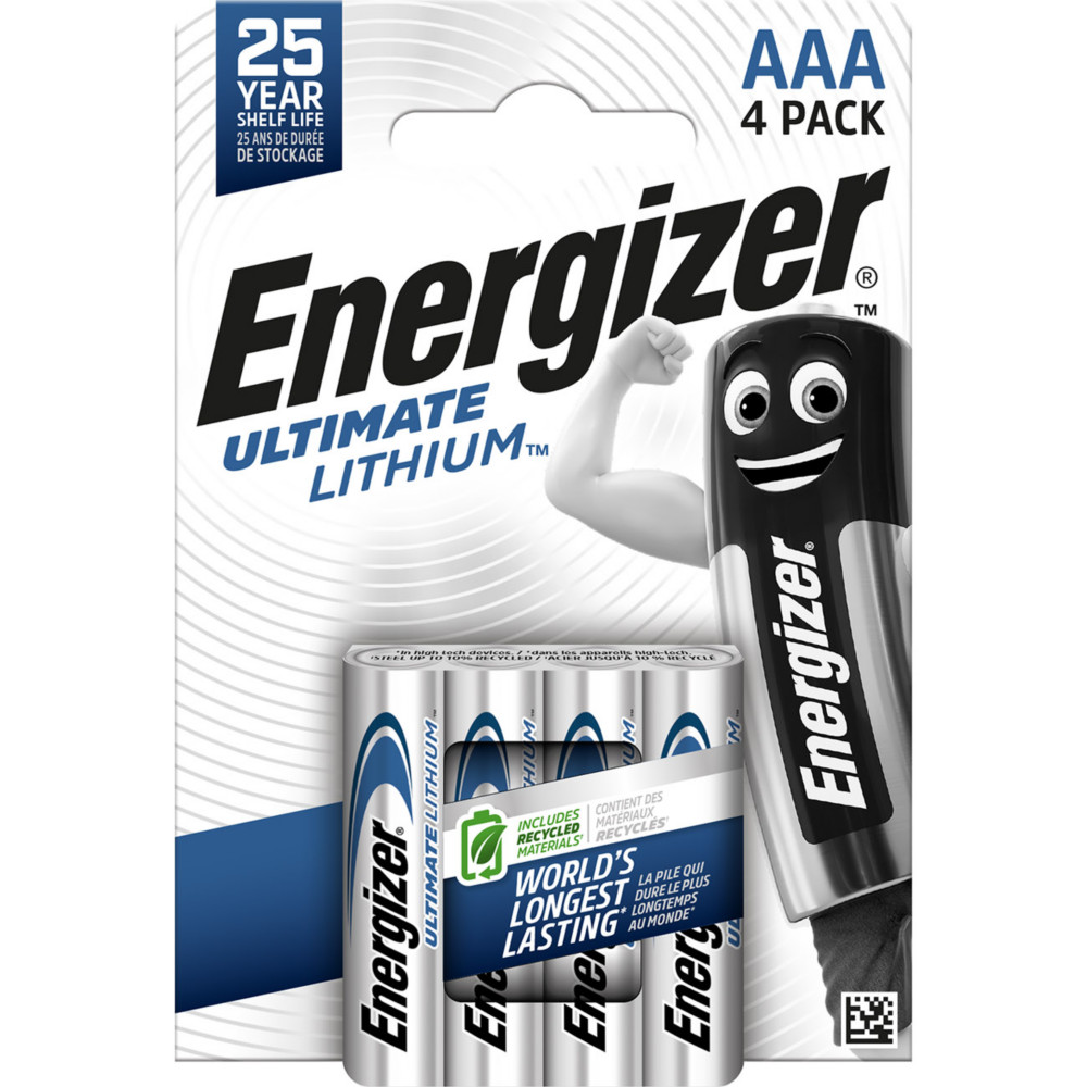 Energizer Pile AAA / LR3 / FR03 Ultimate Lithium - Lot de 4