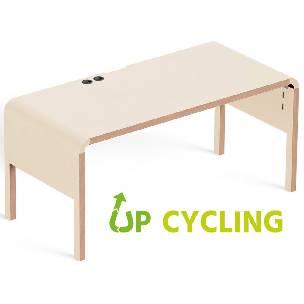 Bureau upcycl Dedo L.140 x P.70 cm - Beige bord bois