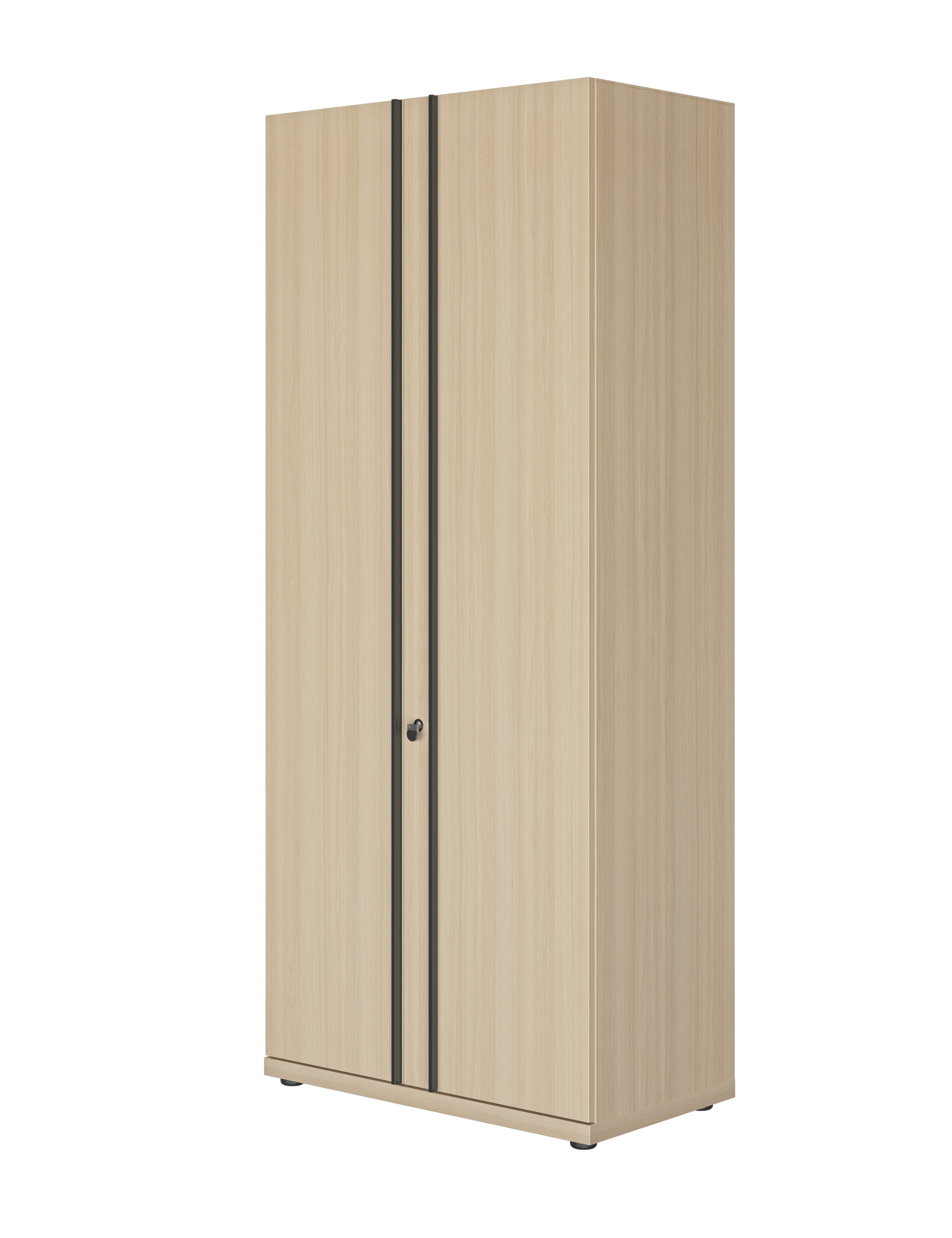 Armoire haute Fusion - L.81 x H.190 cm - 2 Portes battantes - Chêne structuré
