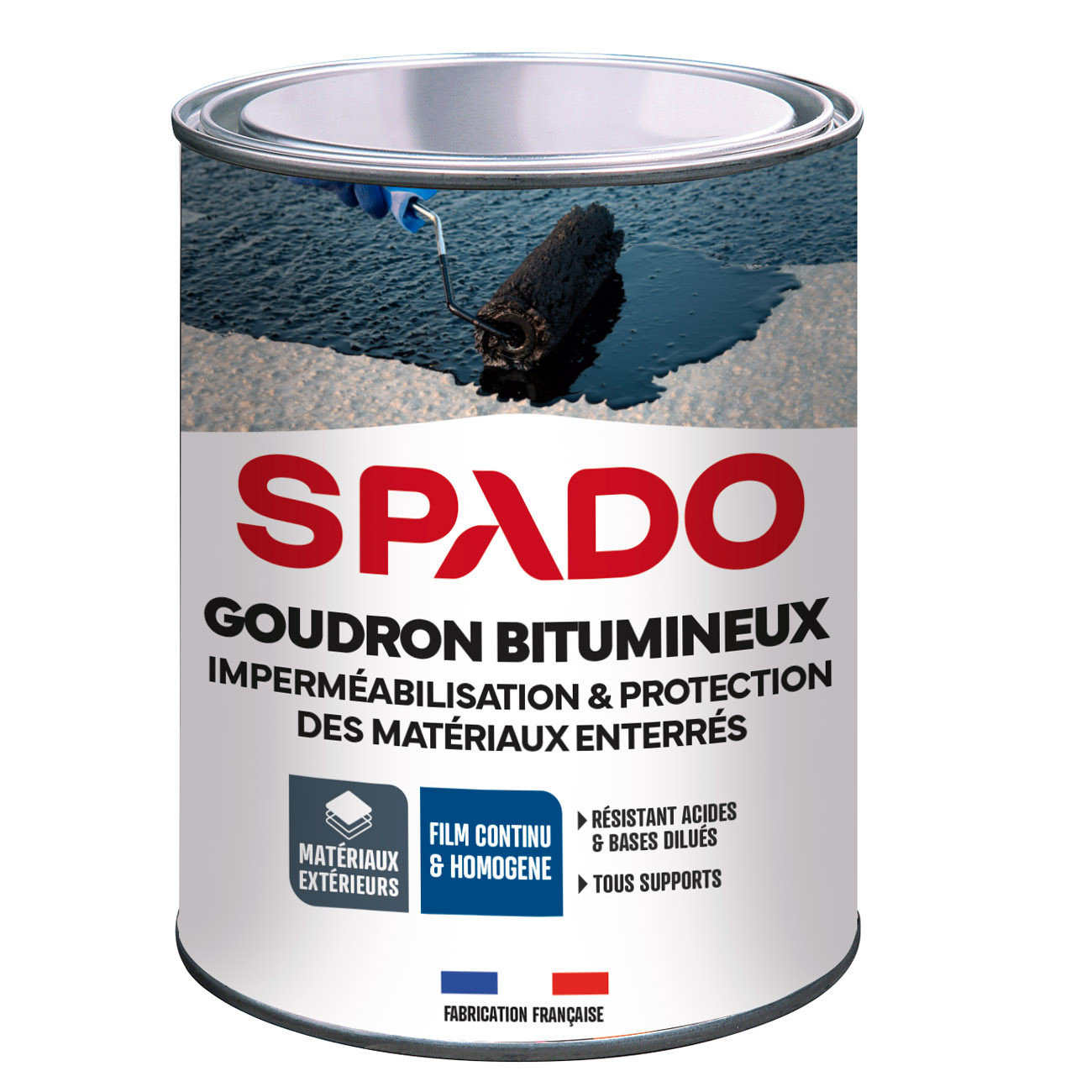 Spado Goudron bitumineux prêt à l?emploi 1 L - Imperméabilisation et protection des fondations et matériaux enterrés