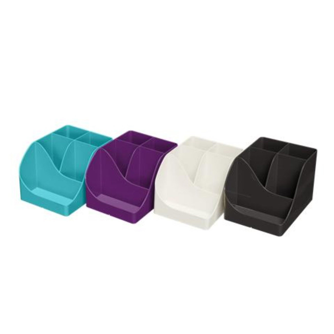 Exacompta Pot à crayons Penwave en polystyrène recyclé Pack de 4 organiseurs Assortis