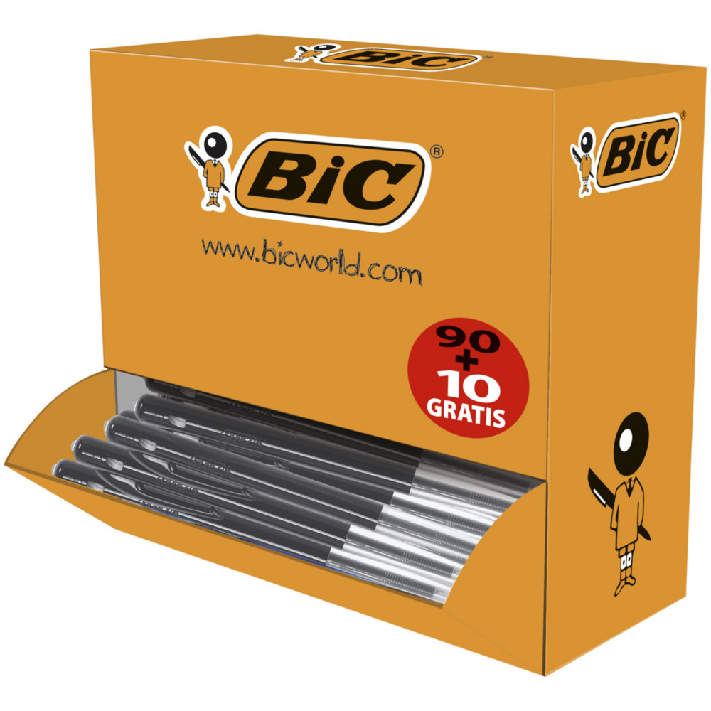 BIC M10 Original Stylo bille rtractable - pointe moyenne 1 mm - Noir - Pack de 90 + 10 OFFERTS