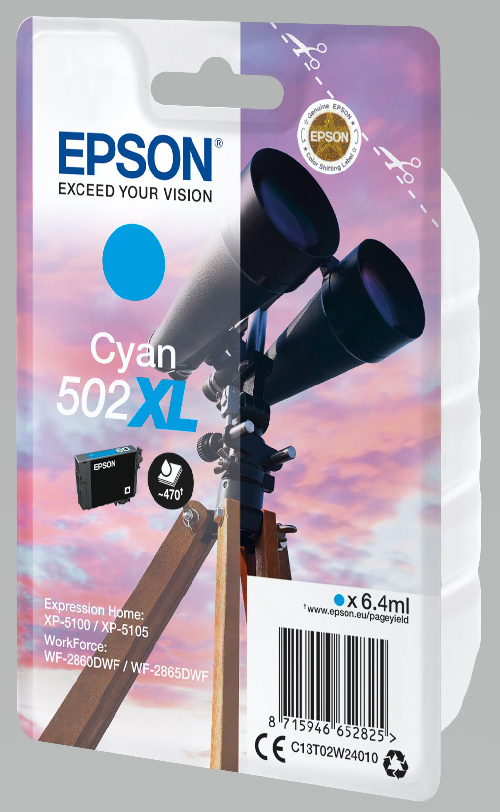 Epson 502 XL ''Jumelles'' Cartouche d'encre originale grande capacité C13T02W24010 - Cyan