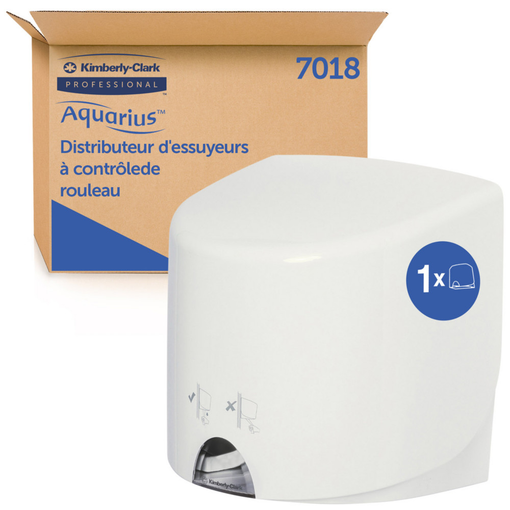 Aquarius (Kimberly-Clark) Distributeur de lingettes nettoyantes  dvidage central plastique blanc