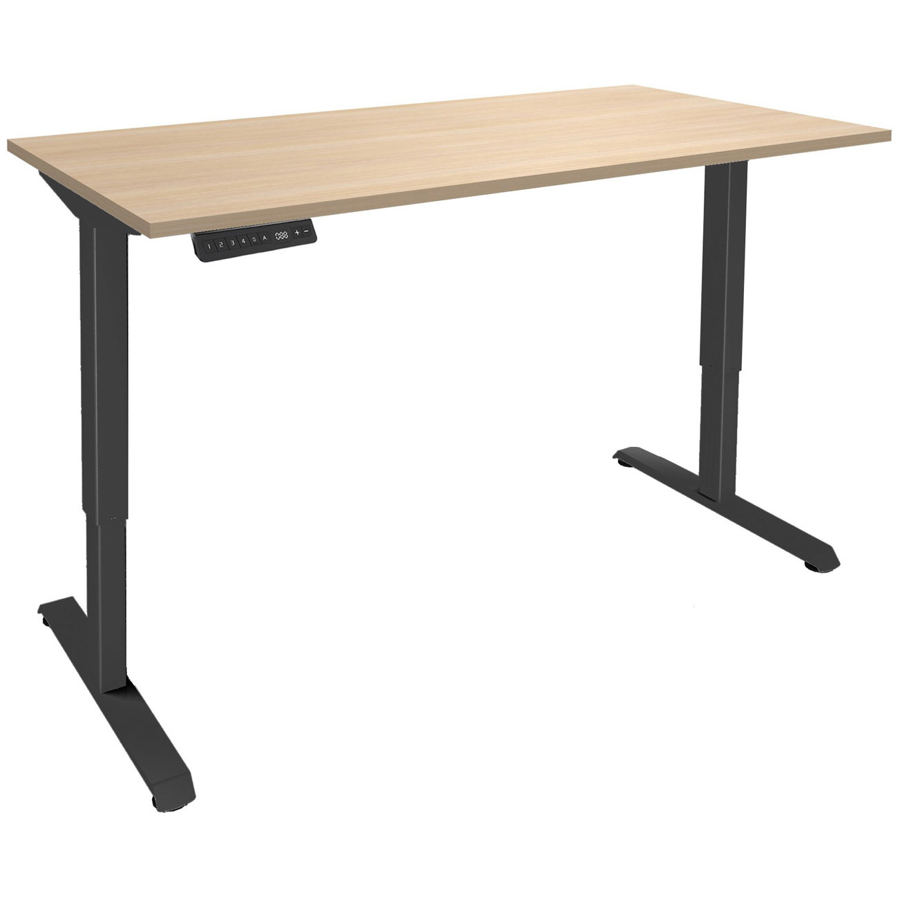 Bureau Actual assis-debout 2 - Réglage électrique en hauteur - L.120 x P.80 cm - Plateau Chêne - Pieds métal Carbone