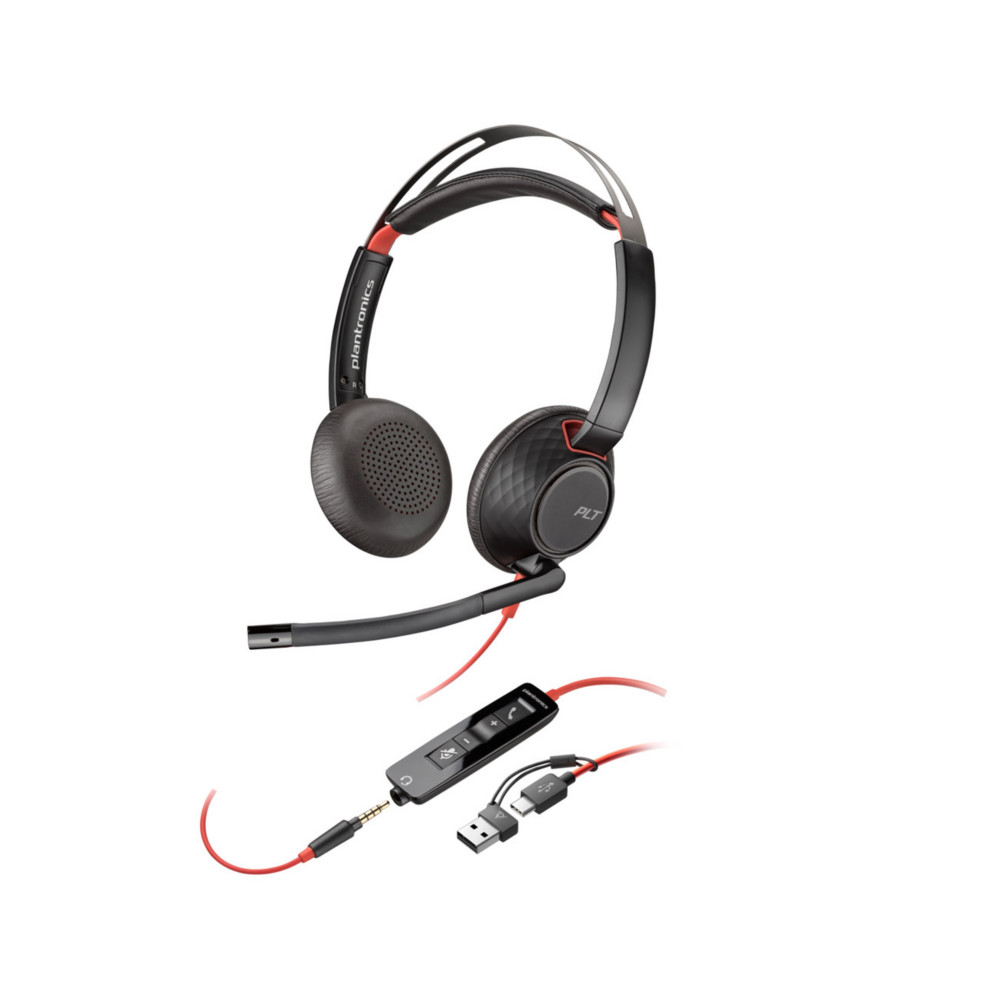 Poly Micro-casque Blackwire 5220 MS filaire Stro USB-C/A + connexion Jack 3,5 mm
