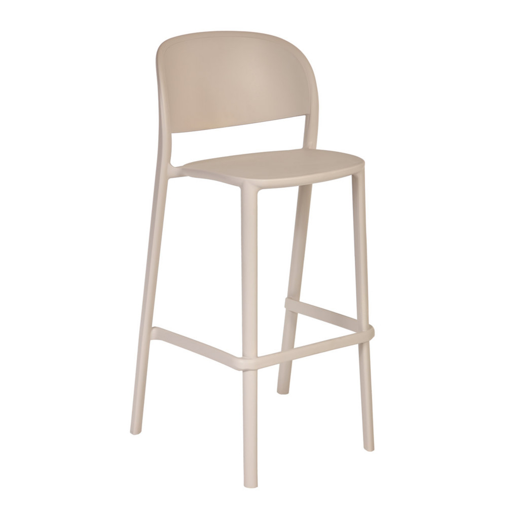 Tabouret haut d'extrieur Lucia en polypropylne recyclable - Perle