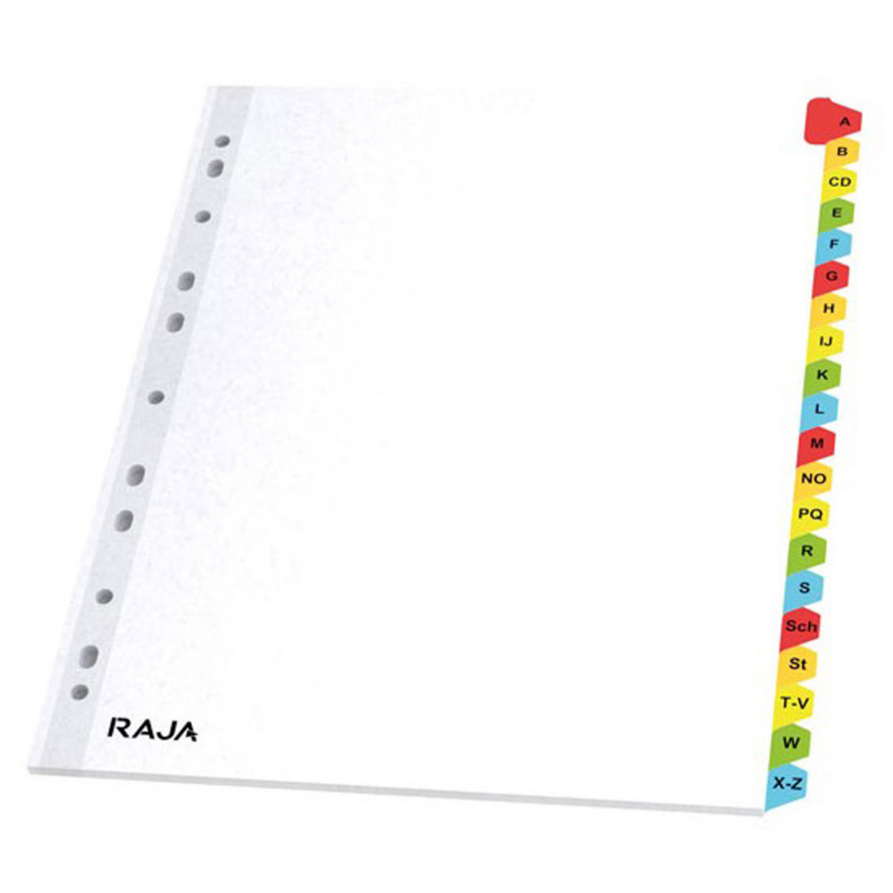 RAJA Intercalaires alphabtiques A4+ en bristol 170g blanc - 20 divisions couleur