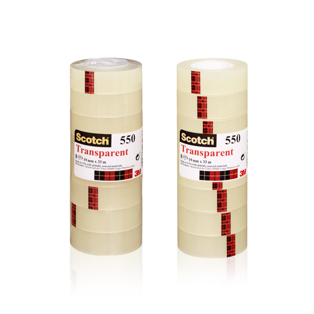Scotch Rouleau Transparent 550 19mmx33 m - Lot de 8 rubans