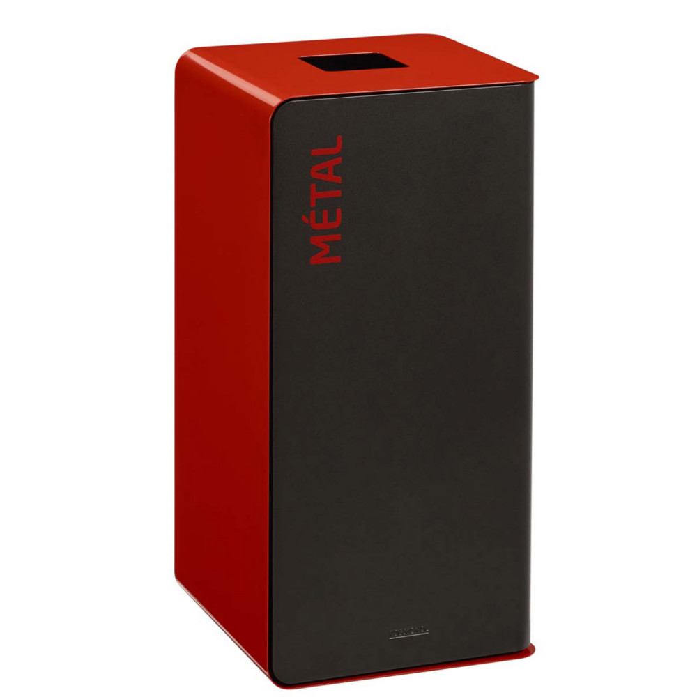 Rossignol Poubelle de tri slectif Cubatri mtal - 40L - Rouge corps Noir