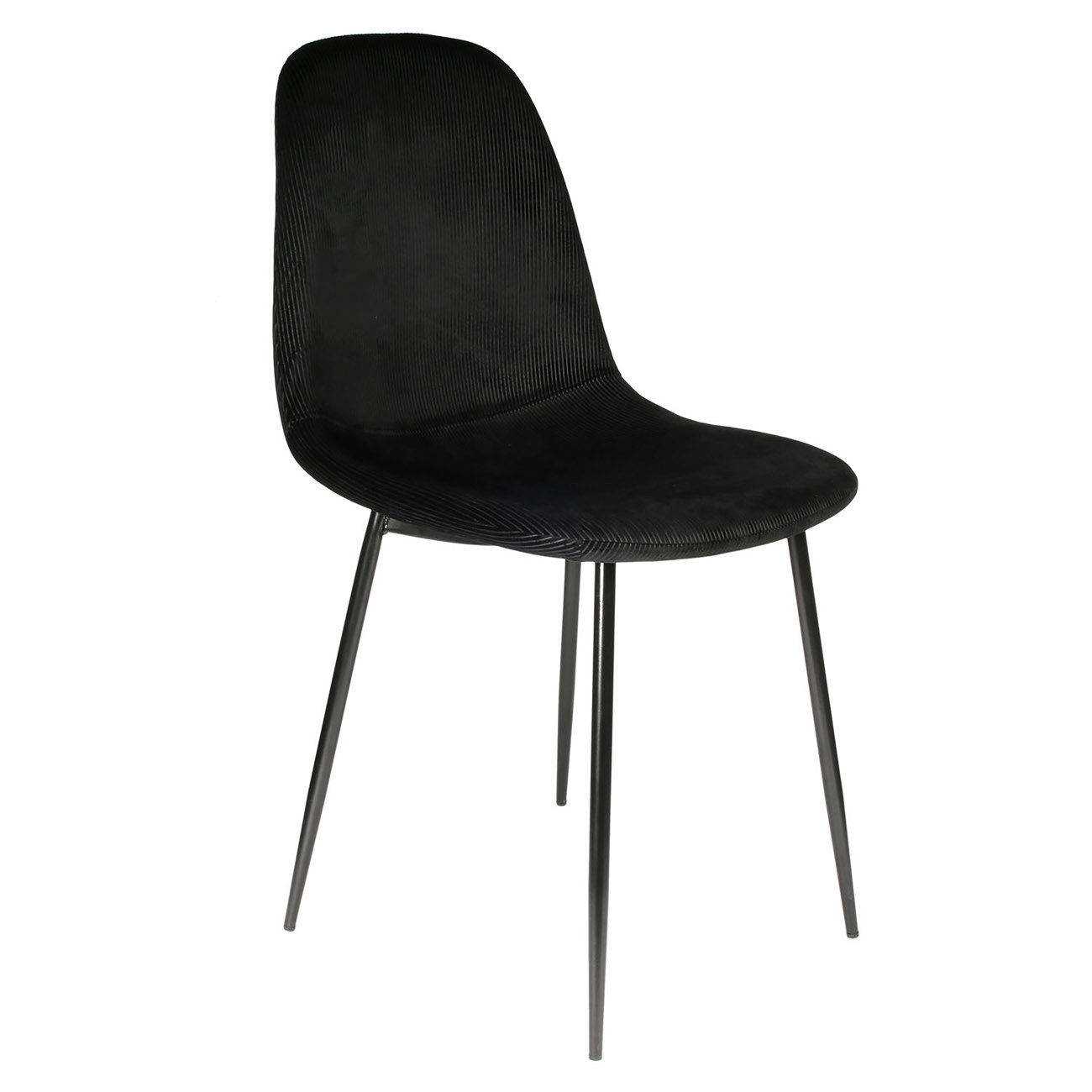 Chaise visiteur velours côtelé EMY - Coloris noir