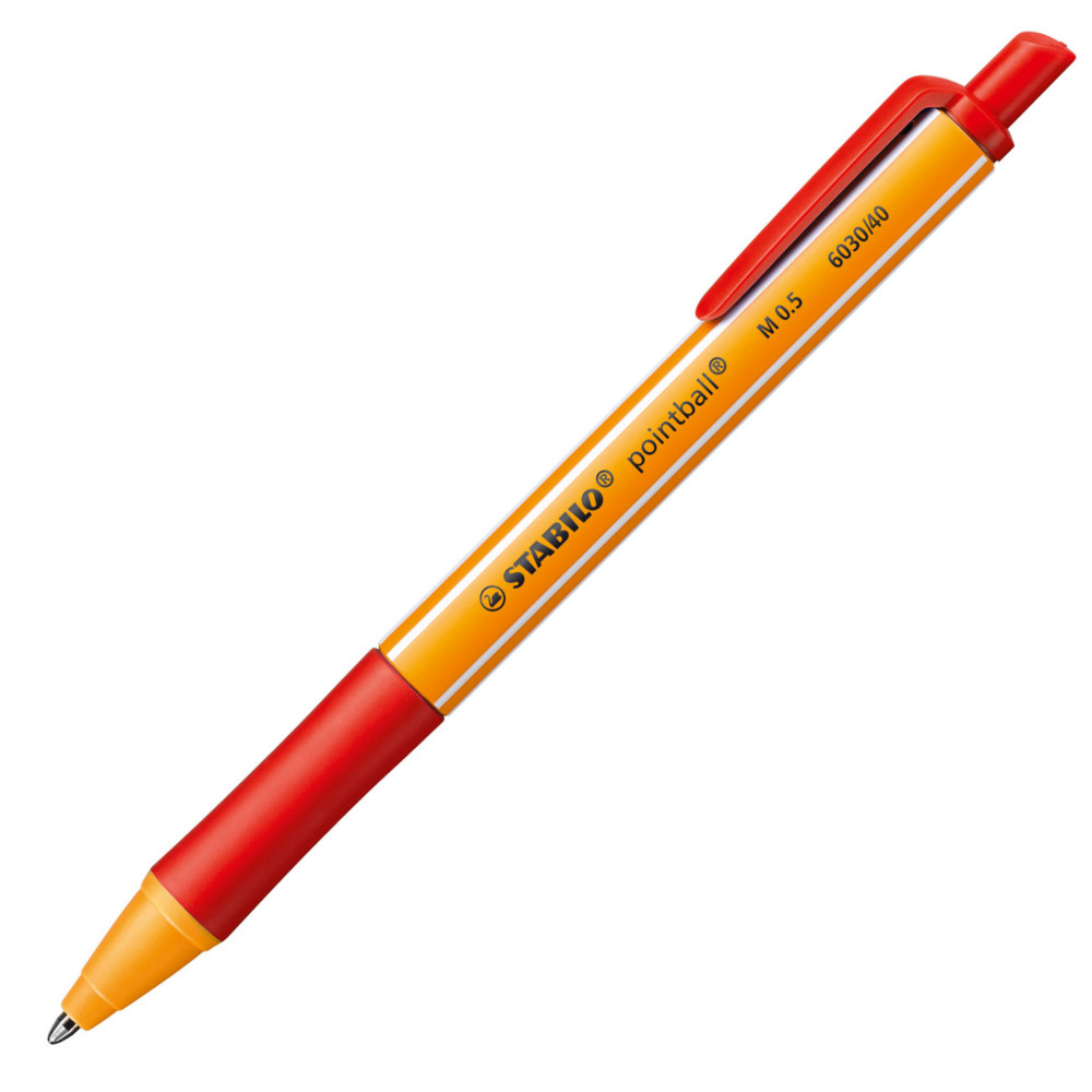 STABILO Stylo bille rtractable pointball pointe moyenne - Encre rouge