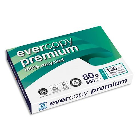 Clairefontaine Papier A4 blanc Evercopy Premium 100% recyclé - 80g - Ramette de 500 feuilles