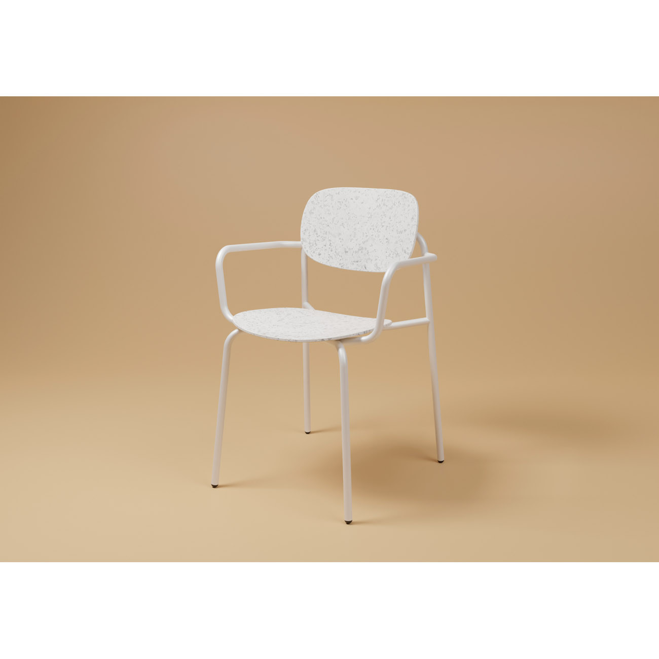 Fauteuil visiteur USO - Assise et dossier incurvés - Pour intérieur et extérieur - Empilable - Blanc - Pieds blanc