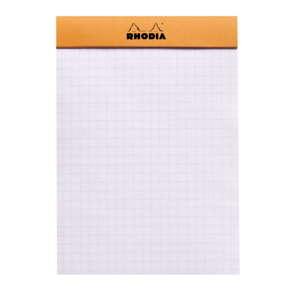 Rhodia Bloc notes agraf orange A6 10,5 x 14,8 cm - 80g - Petits carreaux 5x5 - 160 pages