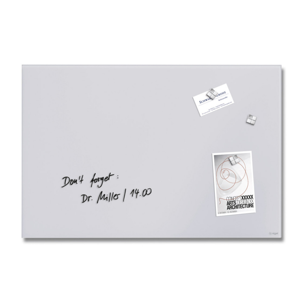 Sigel Tableau verre tremp Boost Mat - Surface magntique - Gris - L.60 x H.40 cm