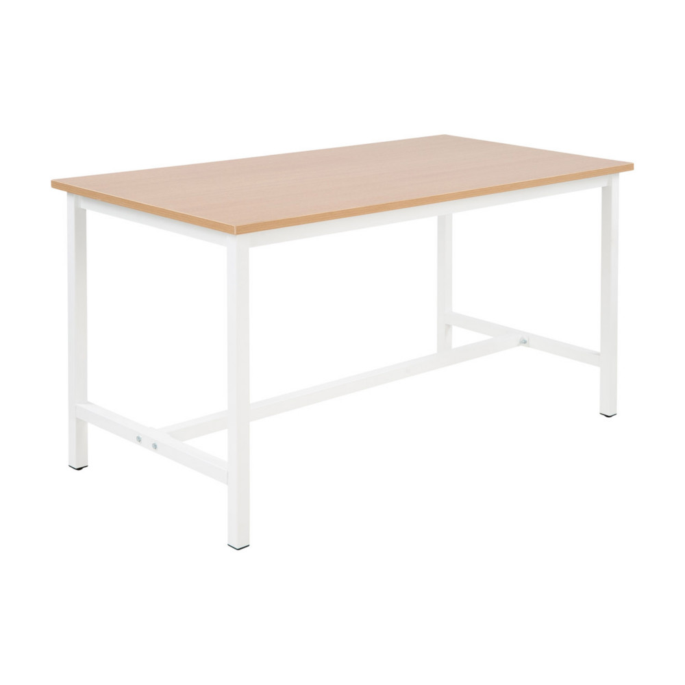Table haute de travail Budget L.120 x P.80 x H.86 cm - Plateau Chne - Pieds Blanc