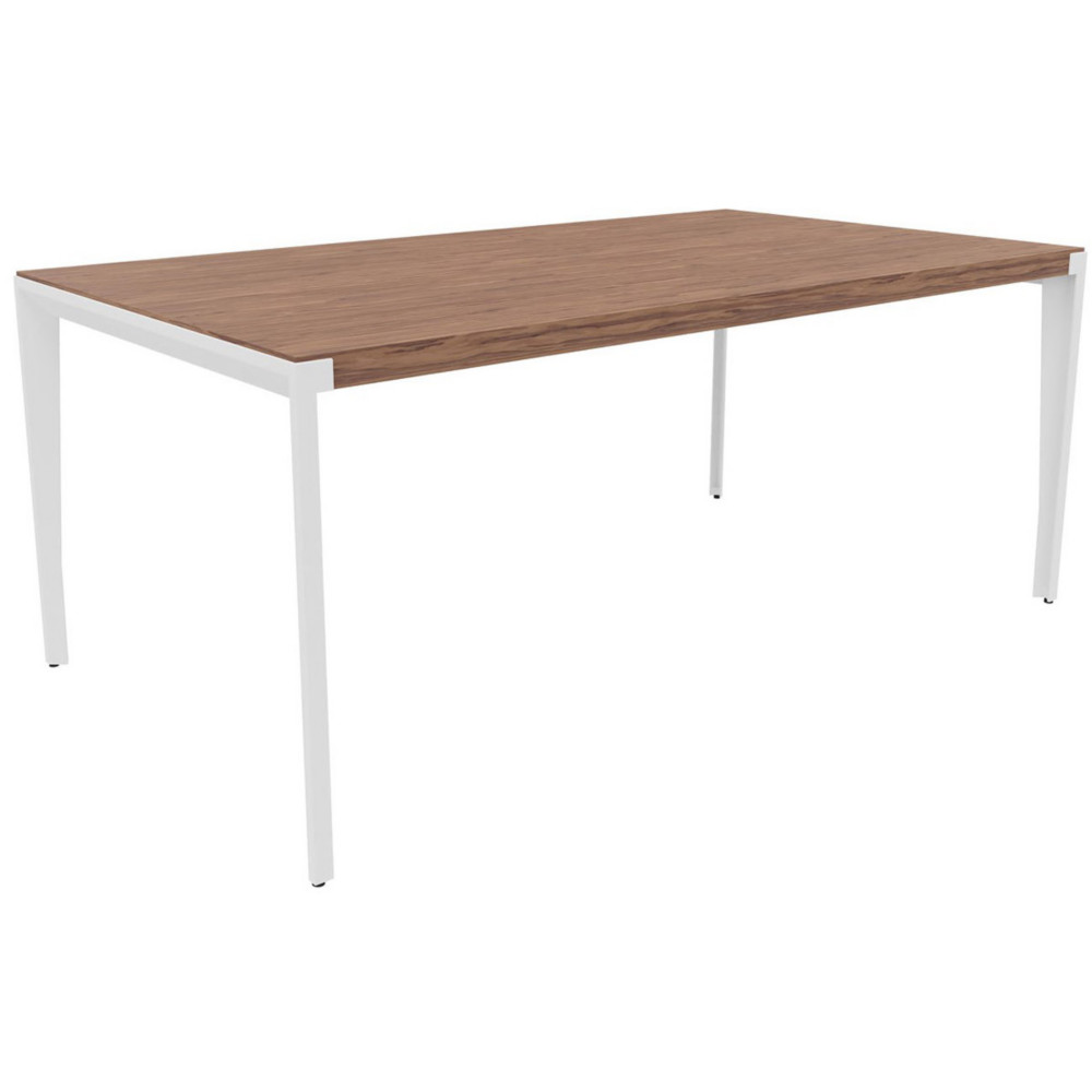 Bureau de direction Arold L.160 x P.100 cm - Placage bois noyer - Pitement mtal blanc