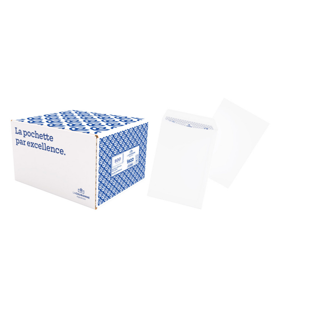 La Couronne Pochette 176 x 250 mm 90g sans fentre - autocollante bande protectrice - Lot de 500