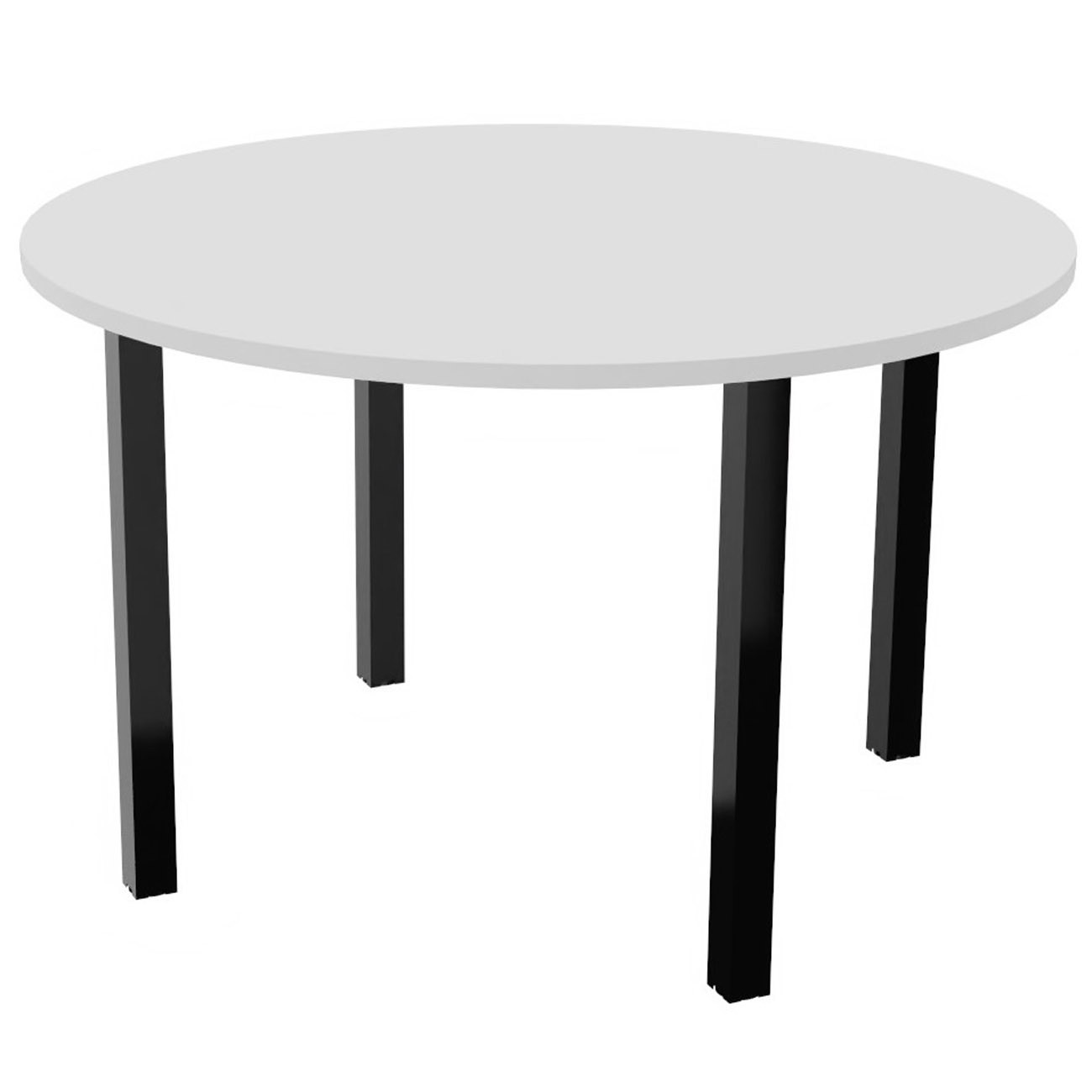 Table ronde 120 cm - 4 pieds métal Noir - Plateau Blanc