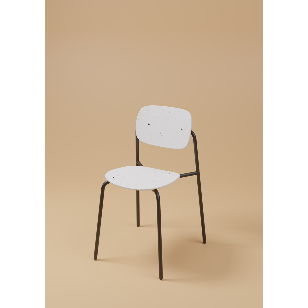 Chaise visiteur USO - Assise et dossier incurvés - Pour intérieur et extérieur - Empilable - Blanc - Pieds Noir