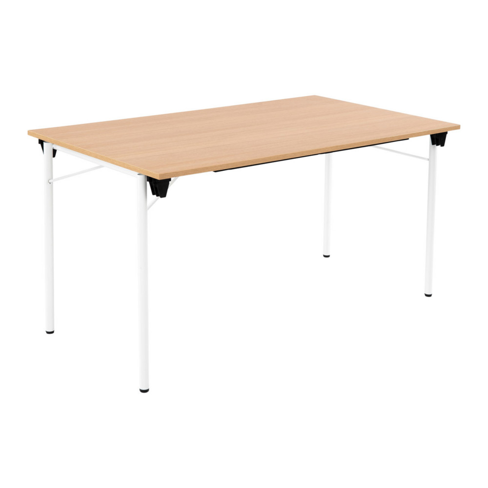 Table pliante Budget multiples usages rectangle L. 140 x P. 80 cm - Plateau Chne - pieds Blanc
