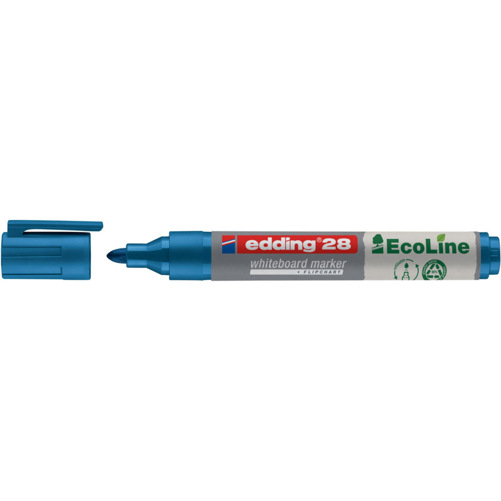 edding 28 EcoLine Marqueur effaable tableau blanc - 90% de plastique recycl - pointe ogive 1,5 - 3 mm bleu
