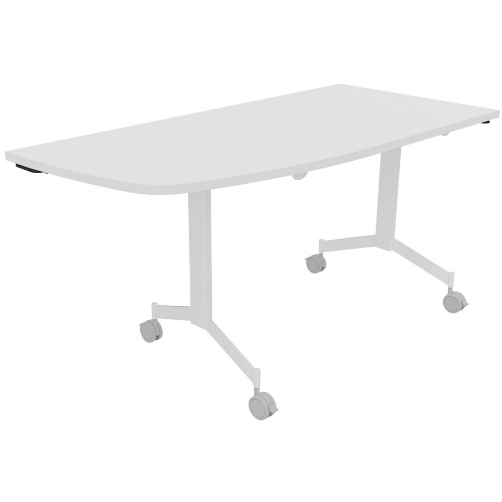 Table mobile rabattable Eureka angle arrondi  gauche - L.150 x P.70 cm - Plateau Blanc - Pieds Blanc