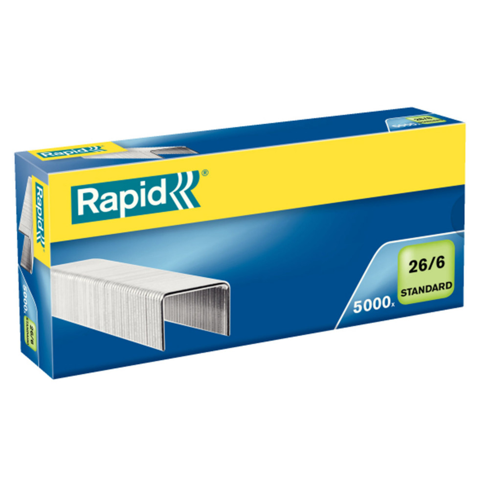 Rapid Agrafes Standard 26/6 pattes de 6 mm de long acier galvanis - Bote de 5000