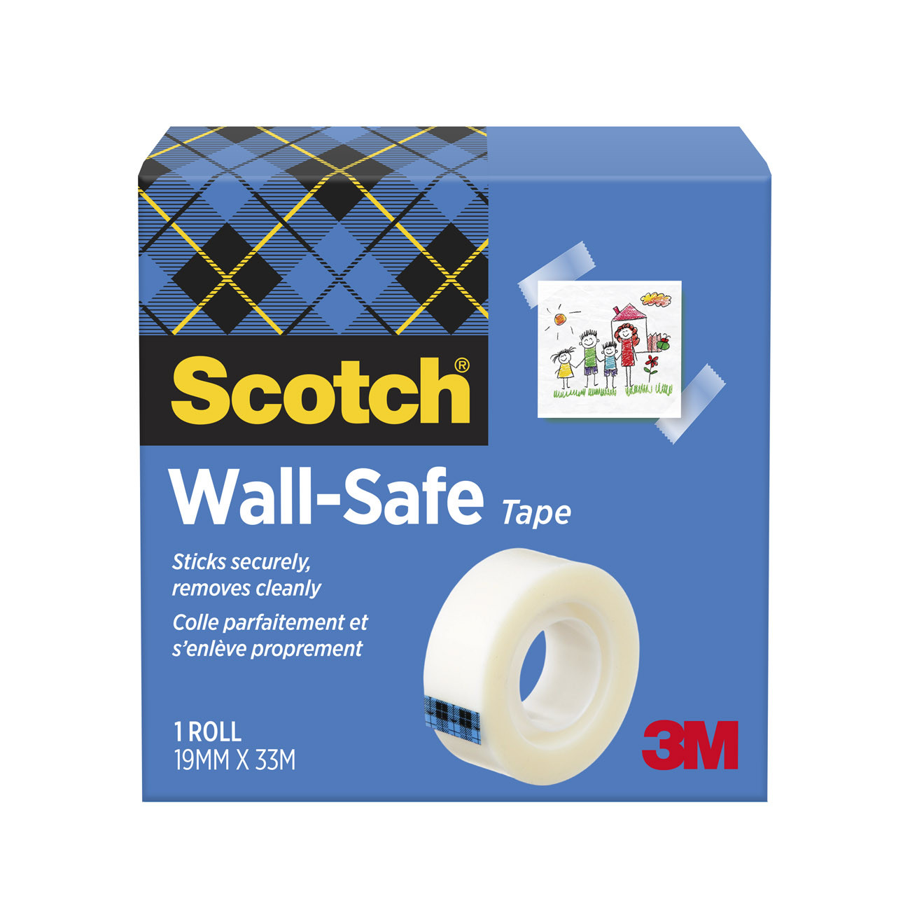 Scotch Ruban adhesif repositionnable Magic 19 mm x 33 m - Rouleau Wall-Safe Tape