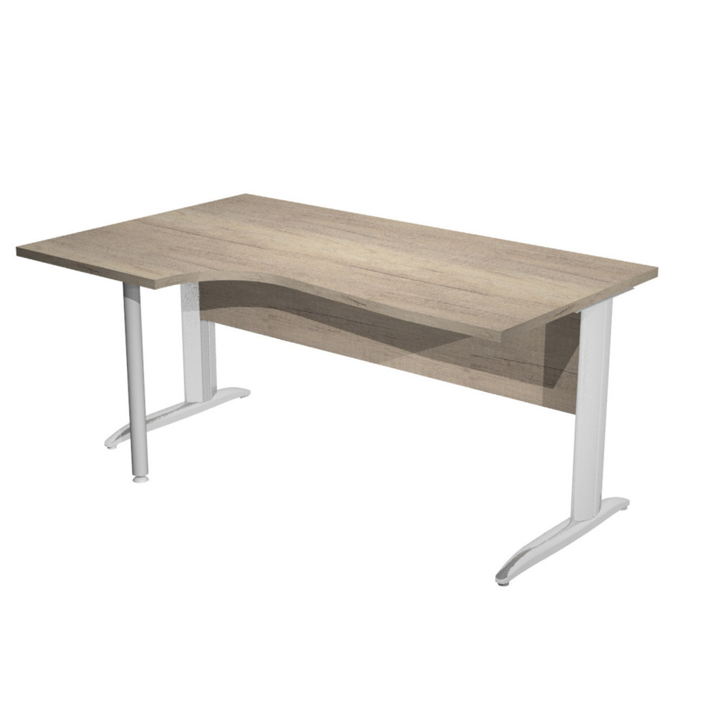 Bureau d'angle compact retour  gauche Pronto Mtal - L.160 x P.100 cm - Plateau Chne Canadien - Pieds L Chrome
