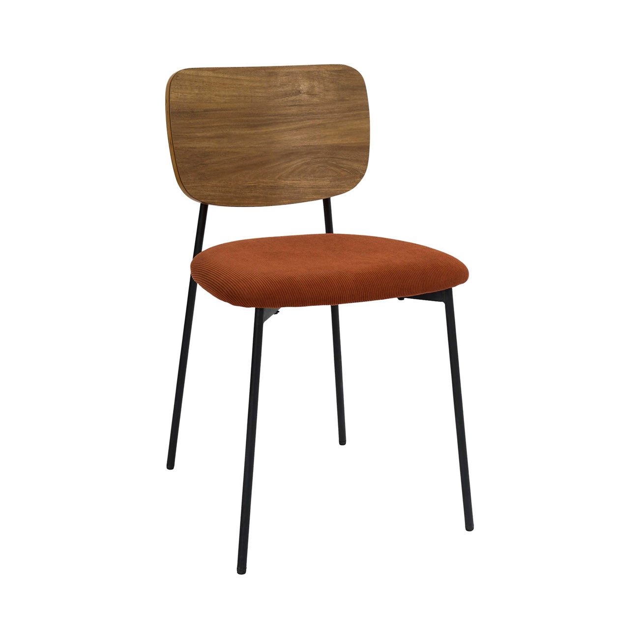 Chaise Côtelé dossier Bois Juliette - Coloris Terracotta