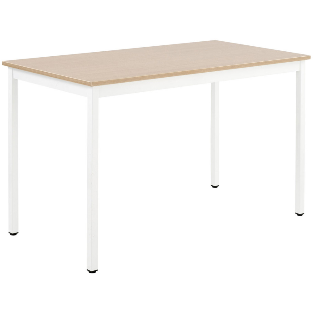 Table de runion modulable rectangle - L.140 x P.70 cm - Plateau Chne - Pieds Blanc
