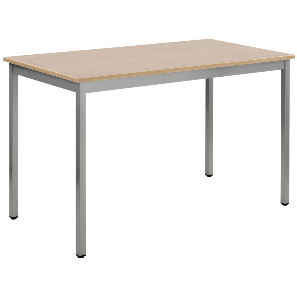 Table de runion modulable rectangle - L.140 x P.70 cm - Plateau Chne - Pieds Gris