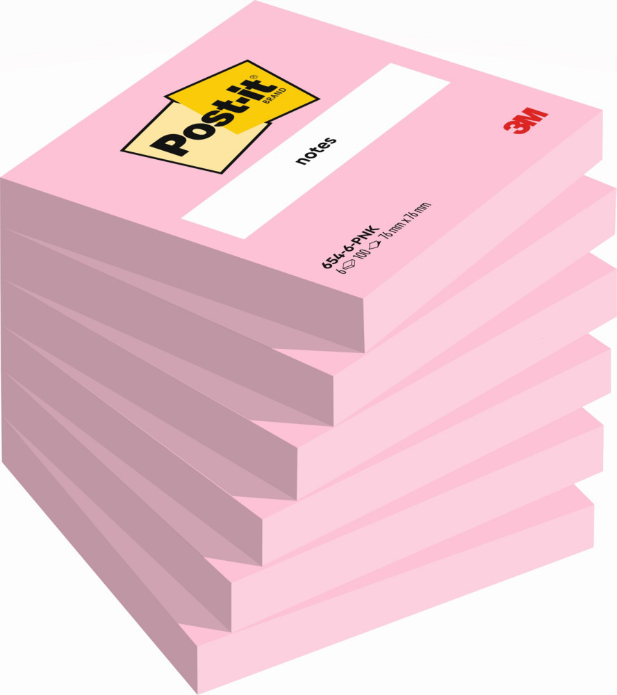 Post-it Notes repositionnables 76 x 76 mm - Rose Flamingo - Lot 6 blocs de 100 feuilles