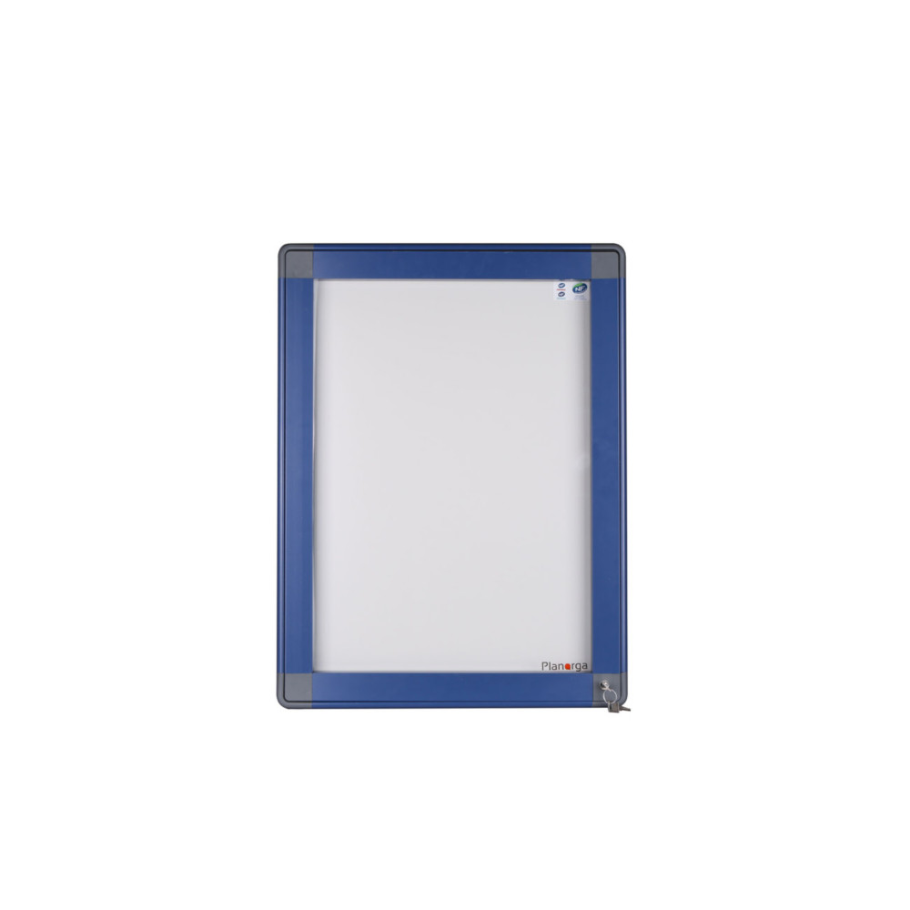 Planorga Vitrine d'extrieur NF haute scurit porte battante 12 feuilles - Cadre bleu